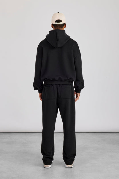 Cernucci Boxy Hoodie & Relaxed Jogger - Black — S — Size S — Back View