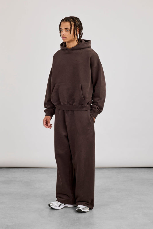 Cernucci Mens Boxy Hoodie - Coffee — S — Side View