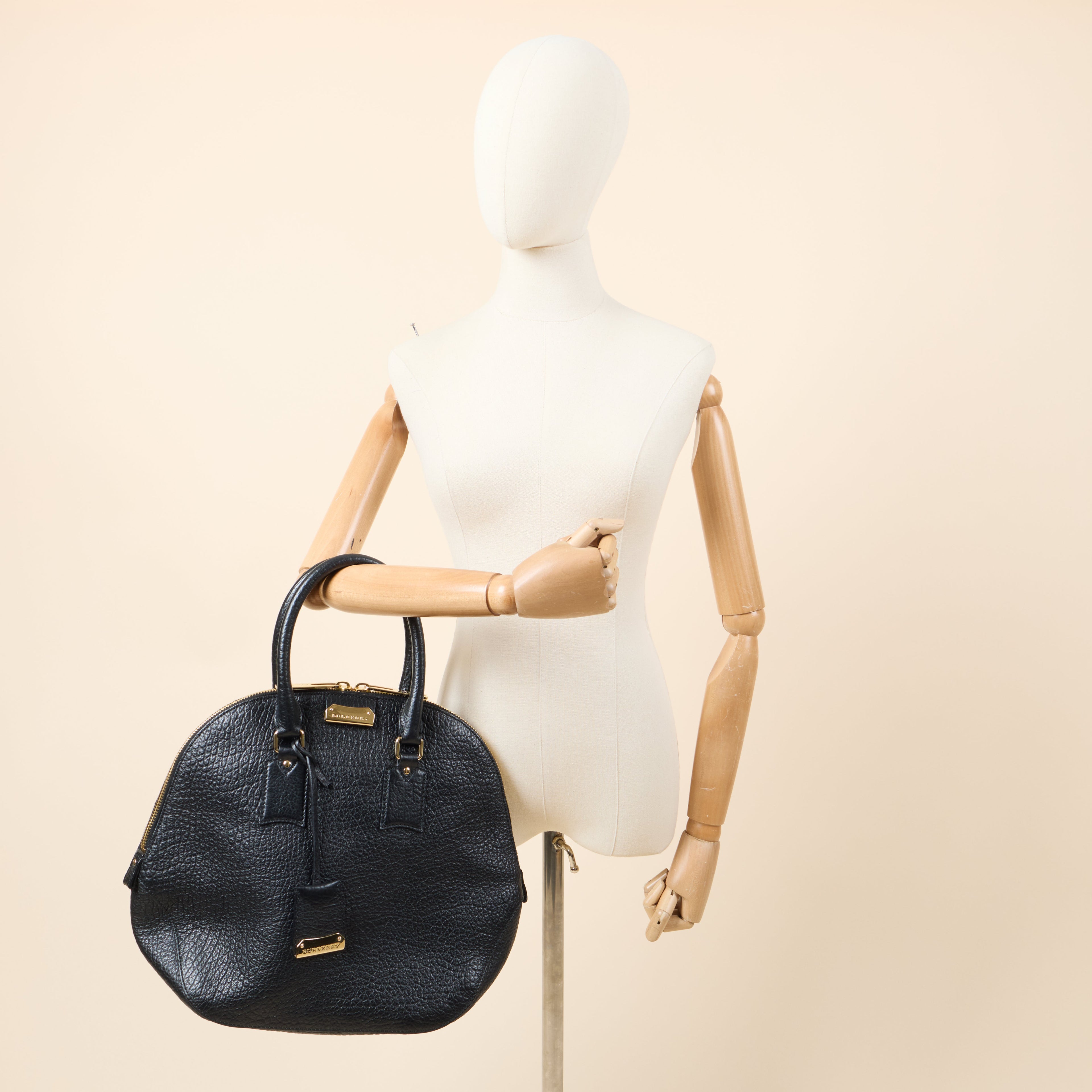 Burberry Tote Orchard Bowling Bag - Large in Black, Leather — Side View