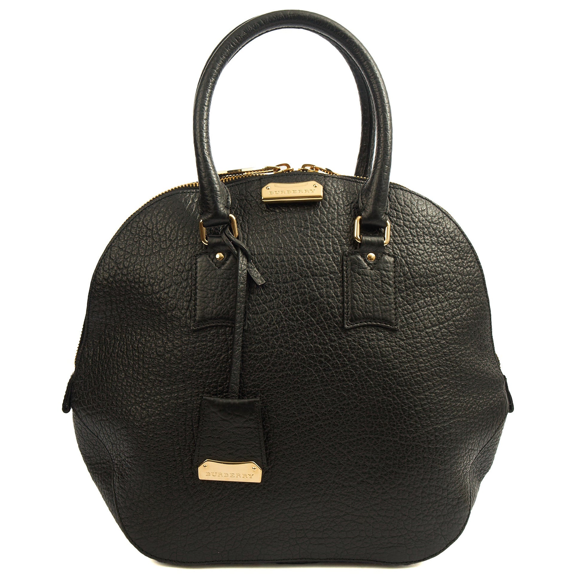 Burberry Tote Orchard Bowling Bag - Large in Black, Leather — Front View