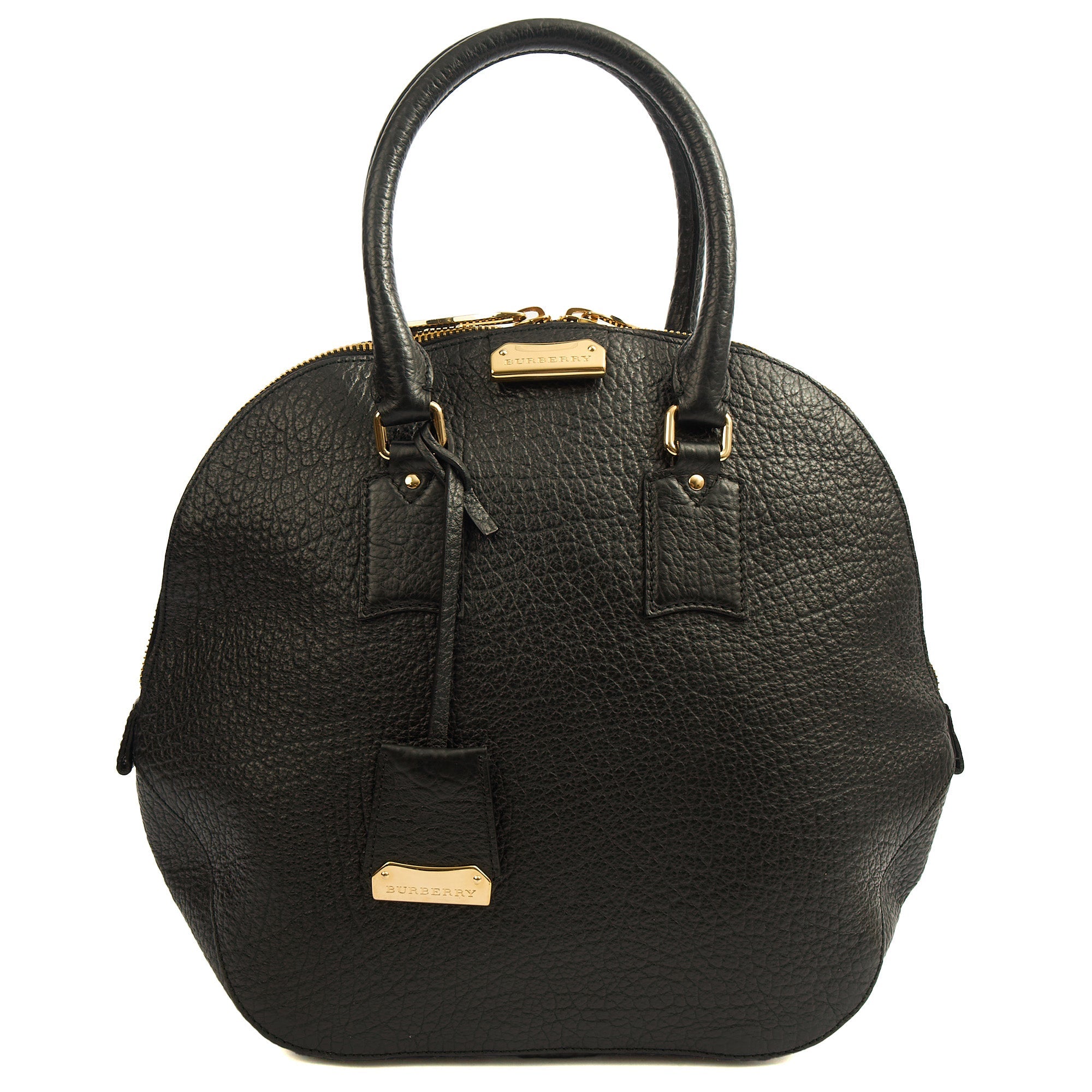Burberry Tote Orchard Bowling Bag - Large in Black, Leather — Front View