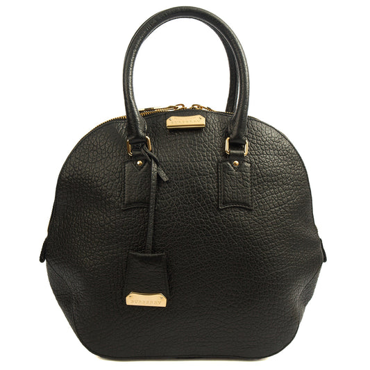Burberry Tote Orchard Bowling Bag - Large in Black, Leather — Front View