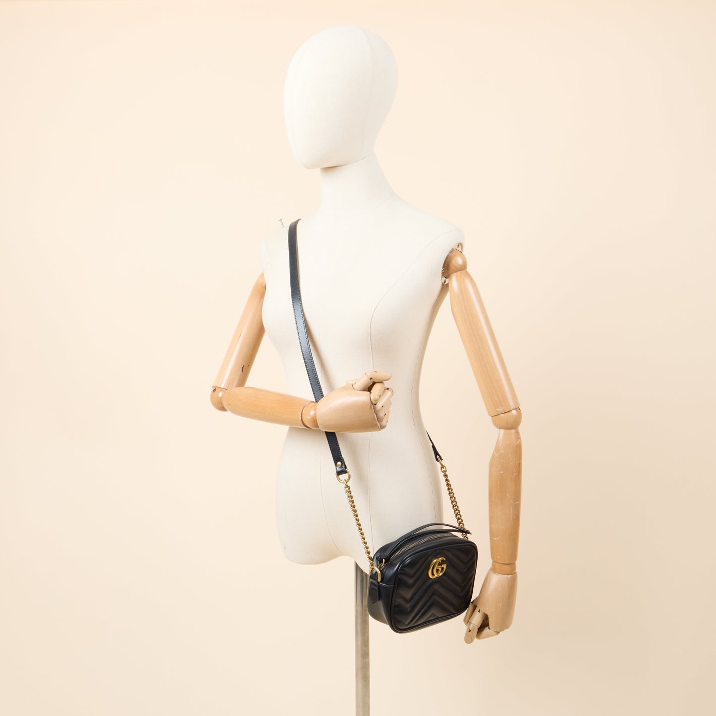 Gucci Cross Body Marmont Shoulder Bag - Mini in Black, Leather — Alternate View 7