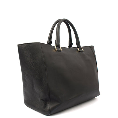 Mulberry Tote Willow - Large in Black, Calfskin Leather — Back View