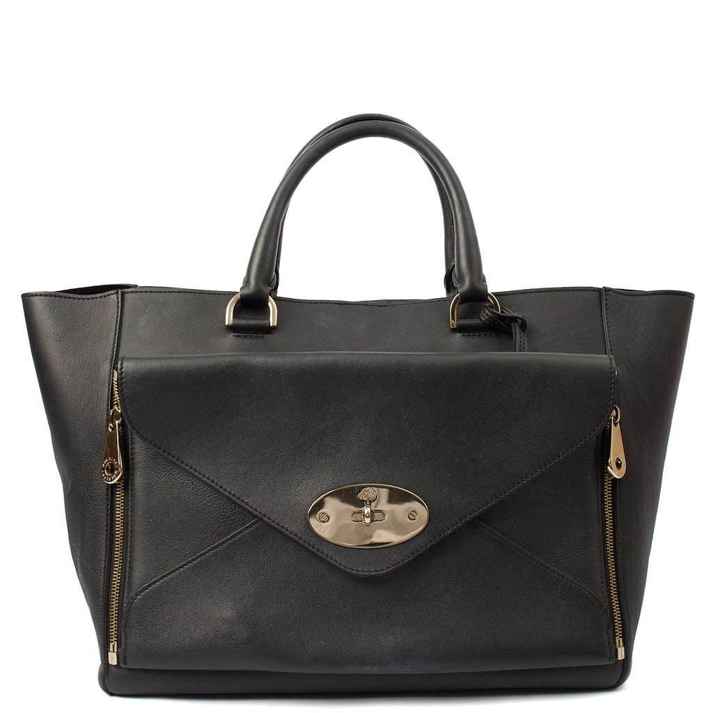 Mulberry Tote Willow - Large in Black, Calfskin Leather — Front View