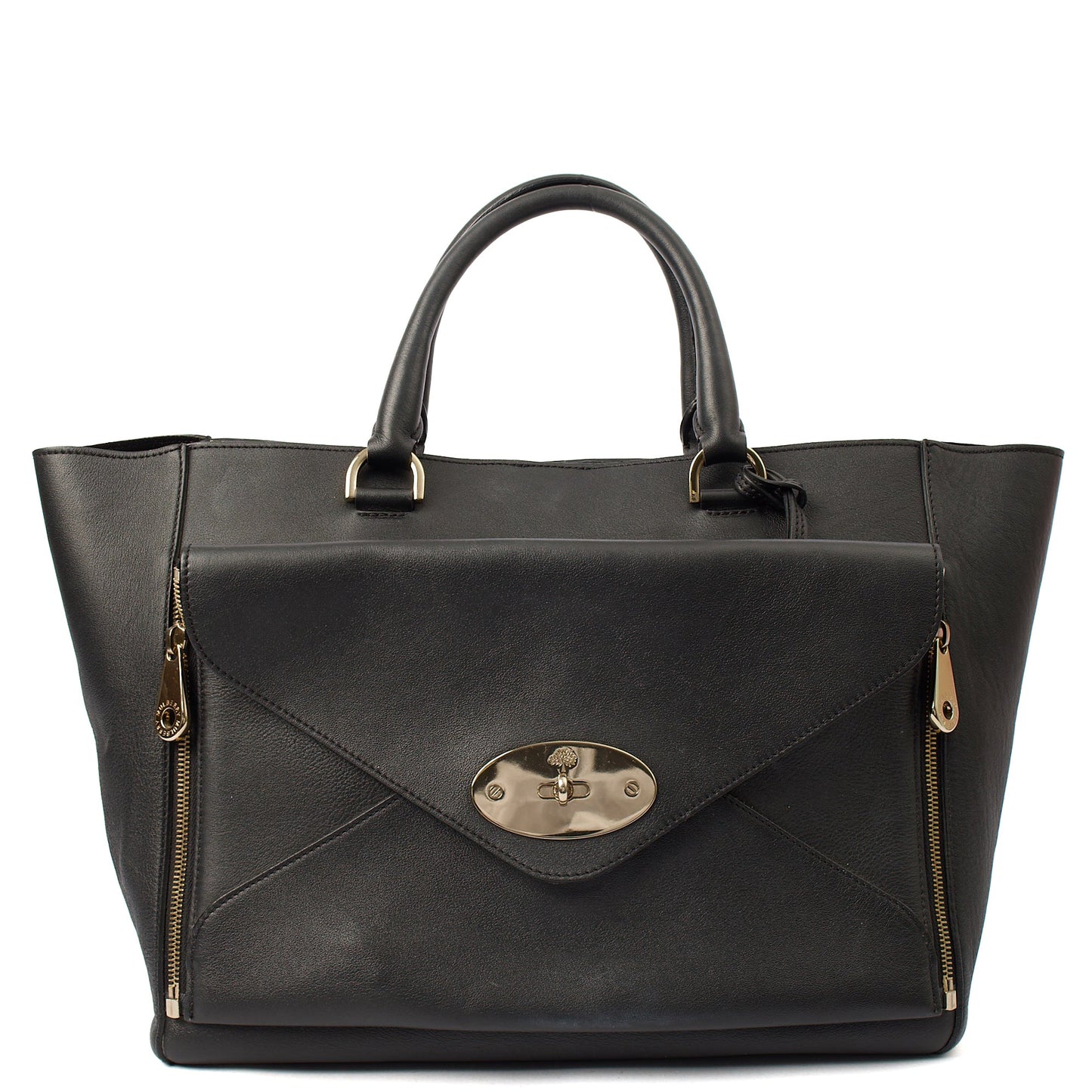 Mulberry Tote Willow - Large in Black, Calfskin Leather — Front View