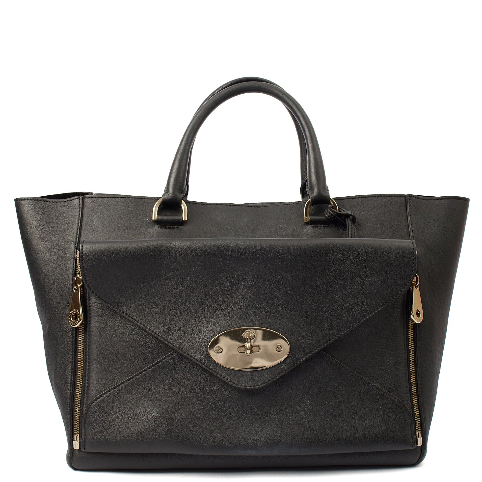 Mulberry Tote Willow - Large in Black, Calfskin Leather — Front View