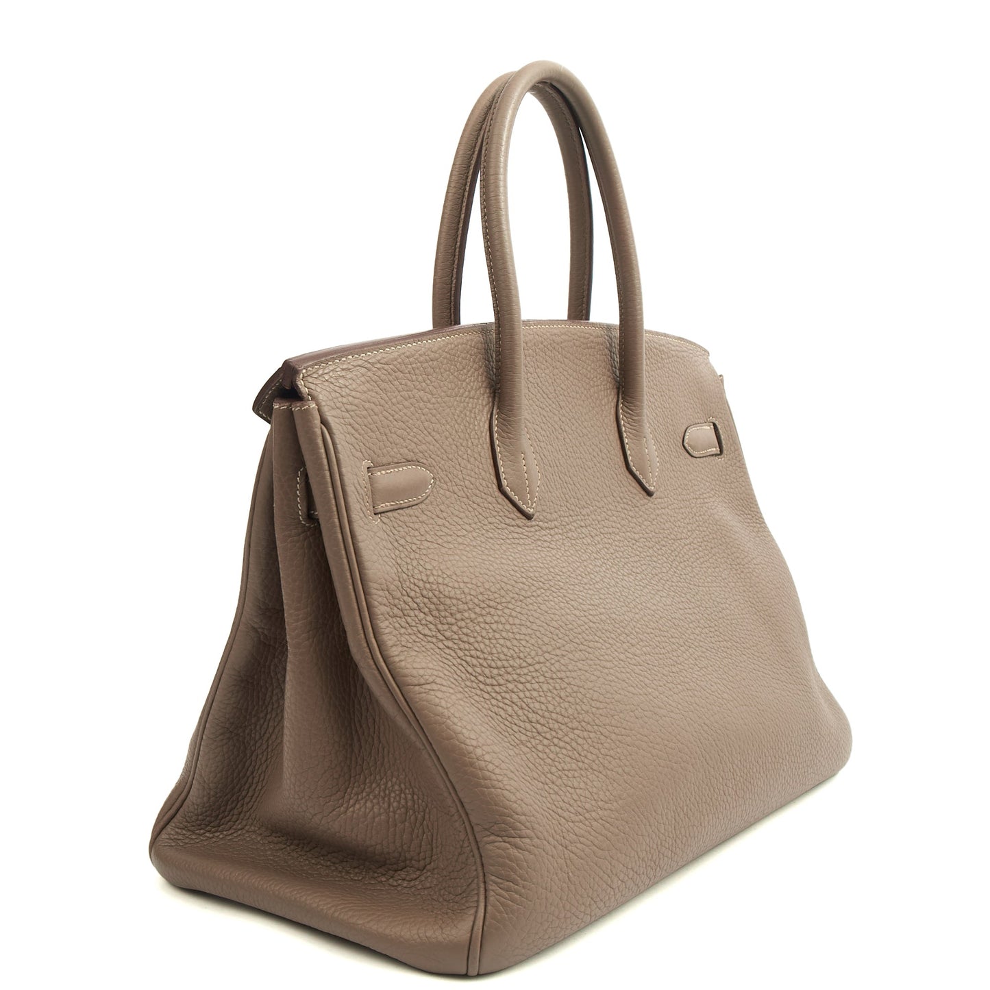Hermes Tote Birkin 35 in Etoupe, Togo Leather — Side View