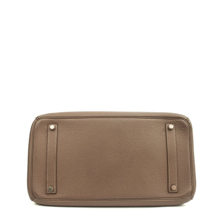 Hermes Tote Birkin 35 in Etoupe, Togo Leather — Top View