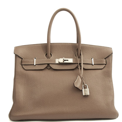 Hermes Tote Birkin 35 in Etoupe, Togo Leather — Alternate View 23
