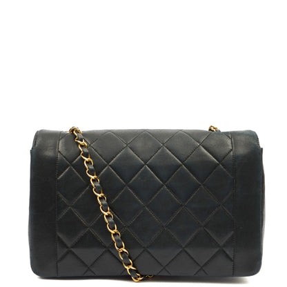 Chanel Cross Body Diana - Medium in Black, Lambskin Leather — Back View