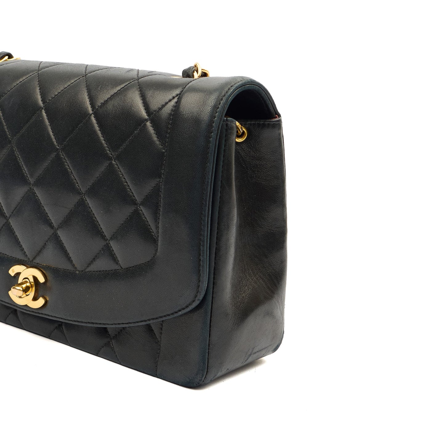 Chanel Cross Body Diana - Medium in Black, Lambskin Leather — Detail View