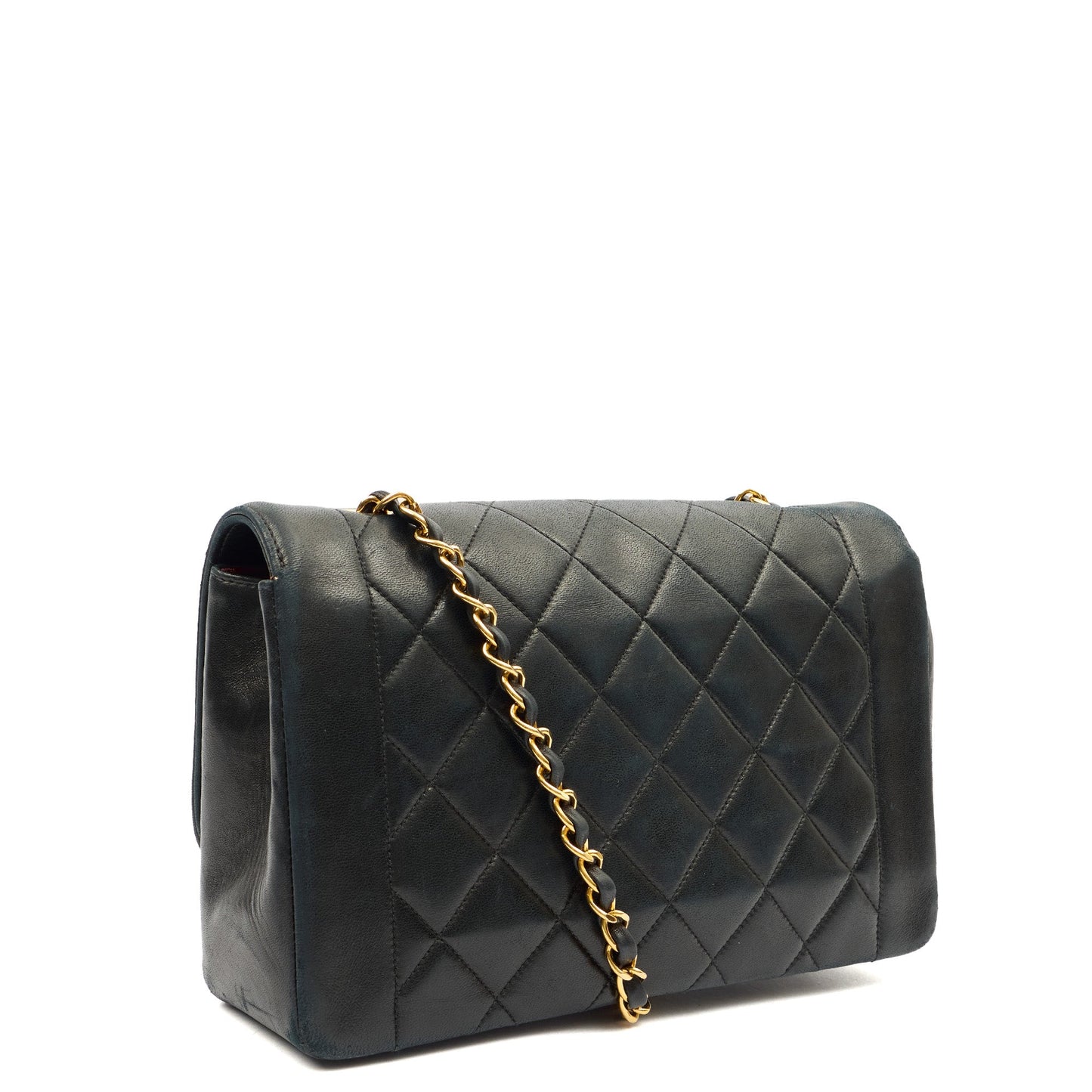 Chanel Cross Body Diana - Medium in Black, Lambskin Leather — Side View
