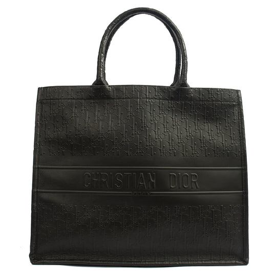 Christian Dior Tote Book Tote - Large in Black, Leather — Front View