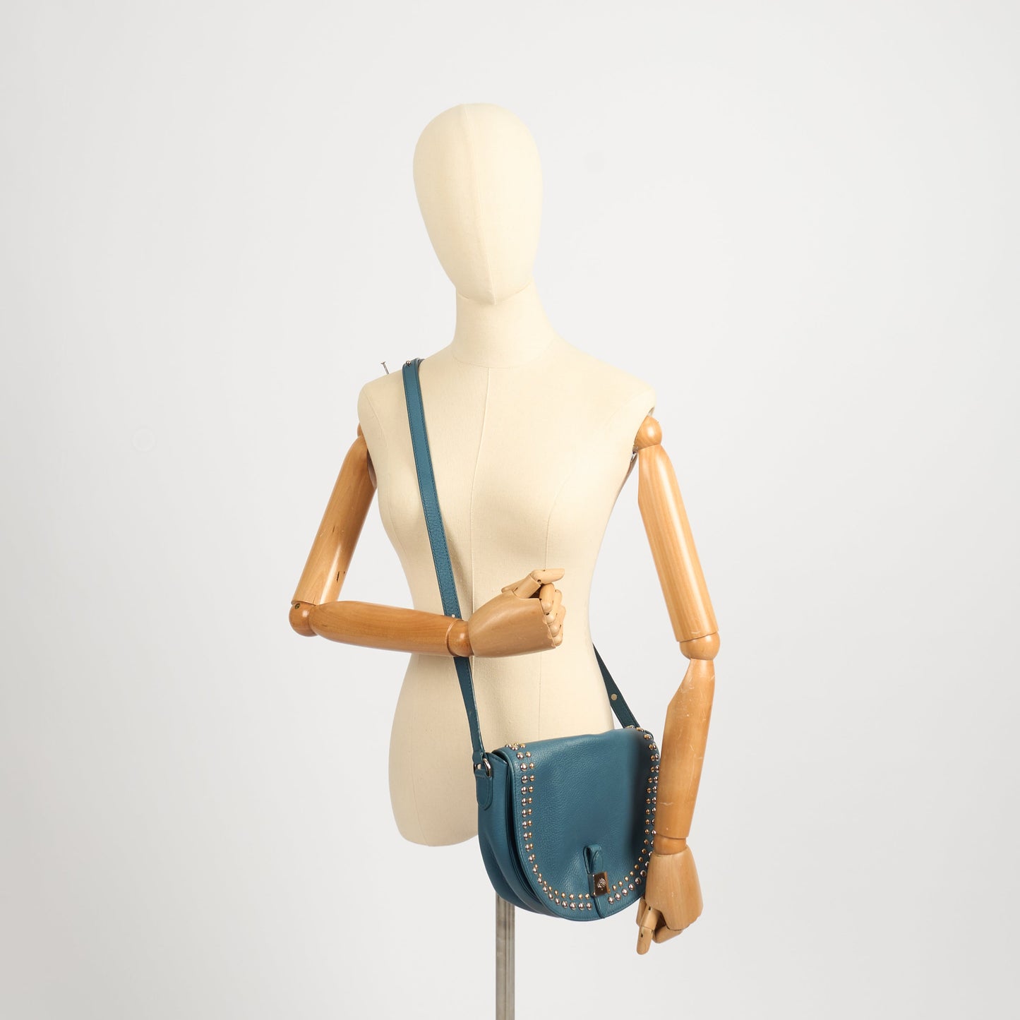 Mulberry Cross Body Tessie Satchel in Steel Blue, Leather — Side View