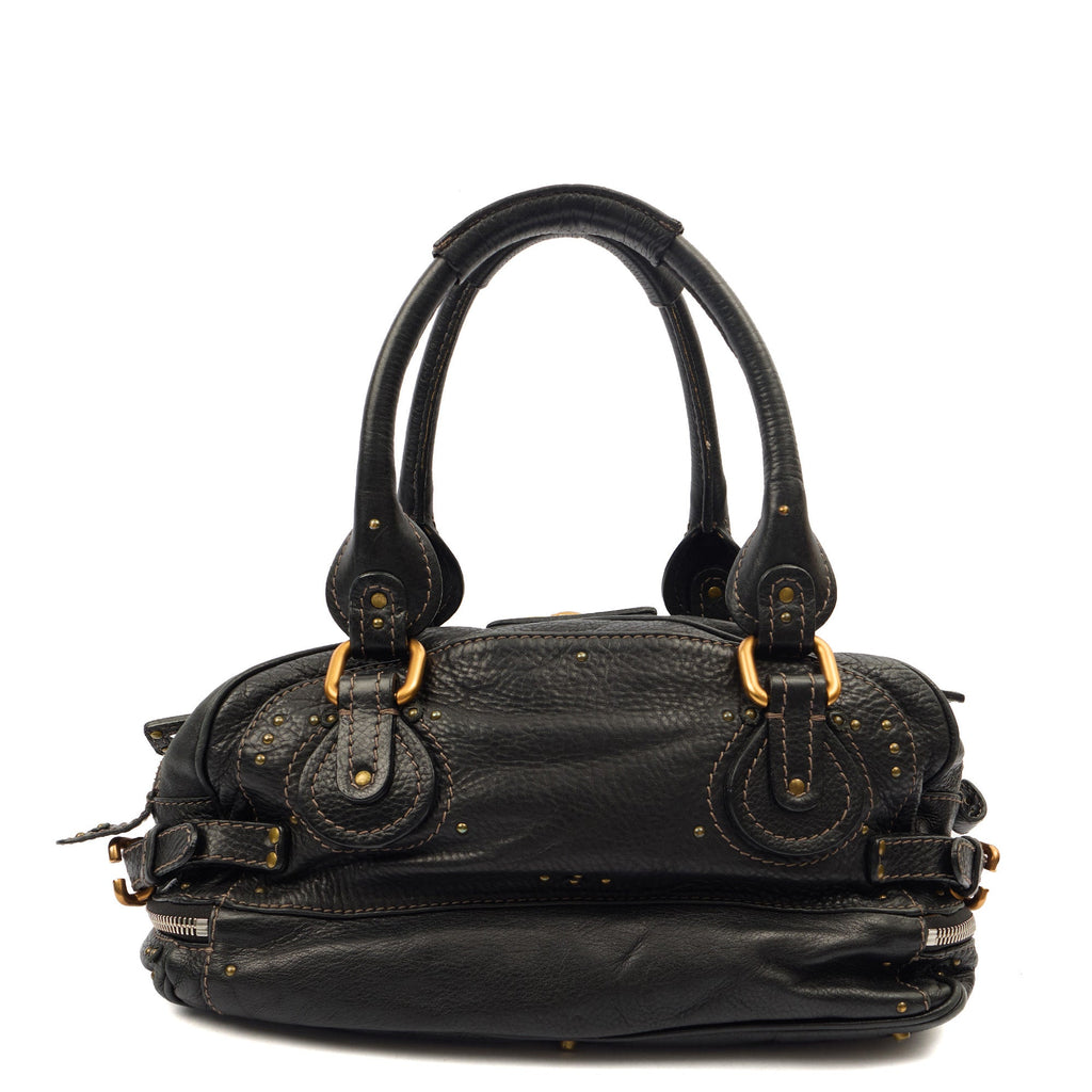 Chloe Shoulder Bag Paddington in Black, Leather — Back View
