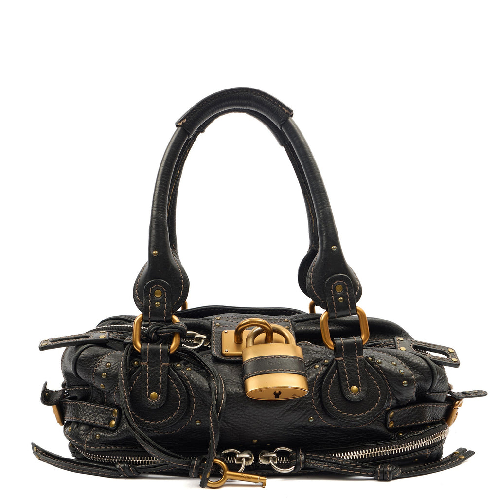 Chloe Shoulder Bag Paddington in Black, Leather — Front View
