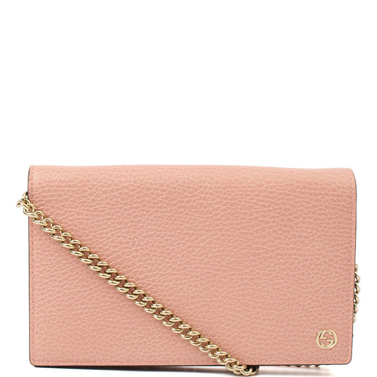 Gucci Cross Body Signature Wallet on Chain in Pink, Leather — Front View