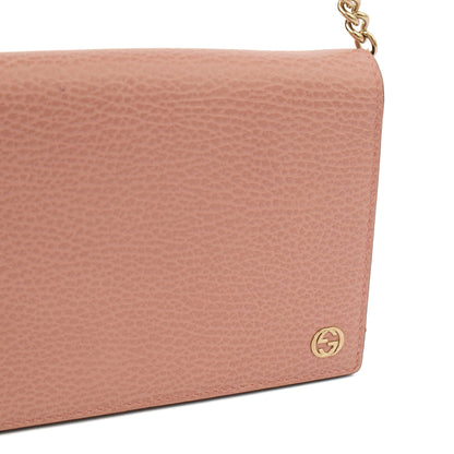 Gucci Cross Body Signature Wallet on Chain in Pink, Leather — Lifestyle View