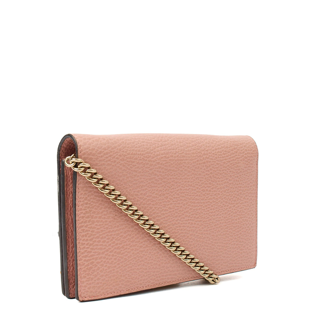 Gucci Cross Body Signature Wallet on Chain in Pink, Leather — Top View