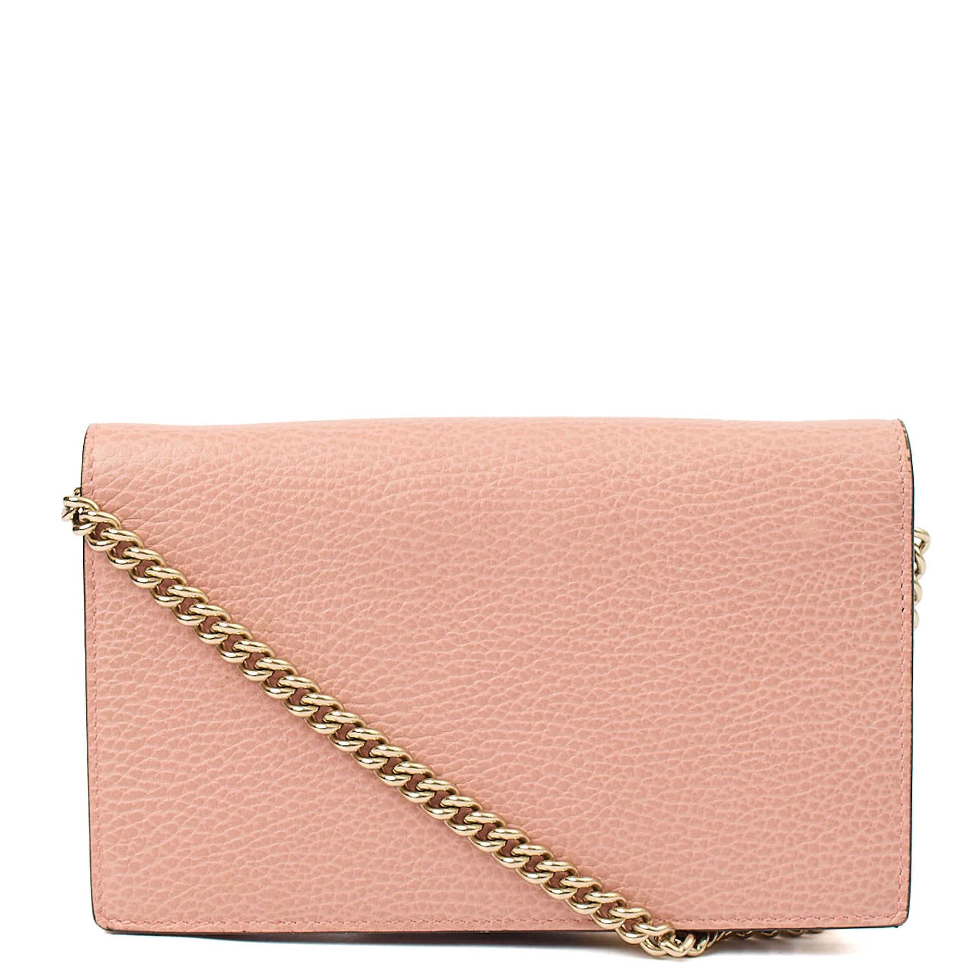 Gucci Cross Body Signature Wallet on Chain in Pink, Leather — Back View