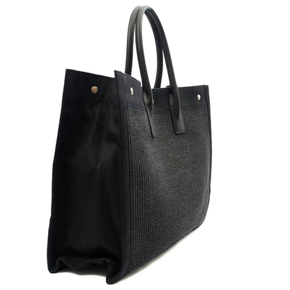 Saint Laurent Tote Rive Gauche Tote in Black, Fabric — Side View