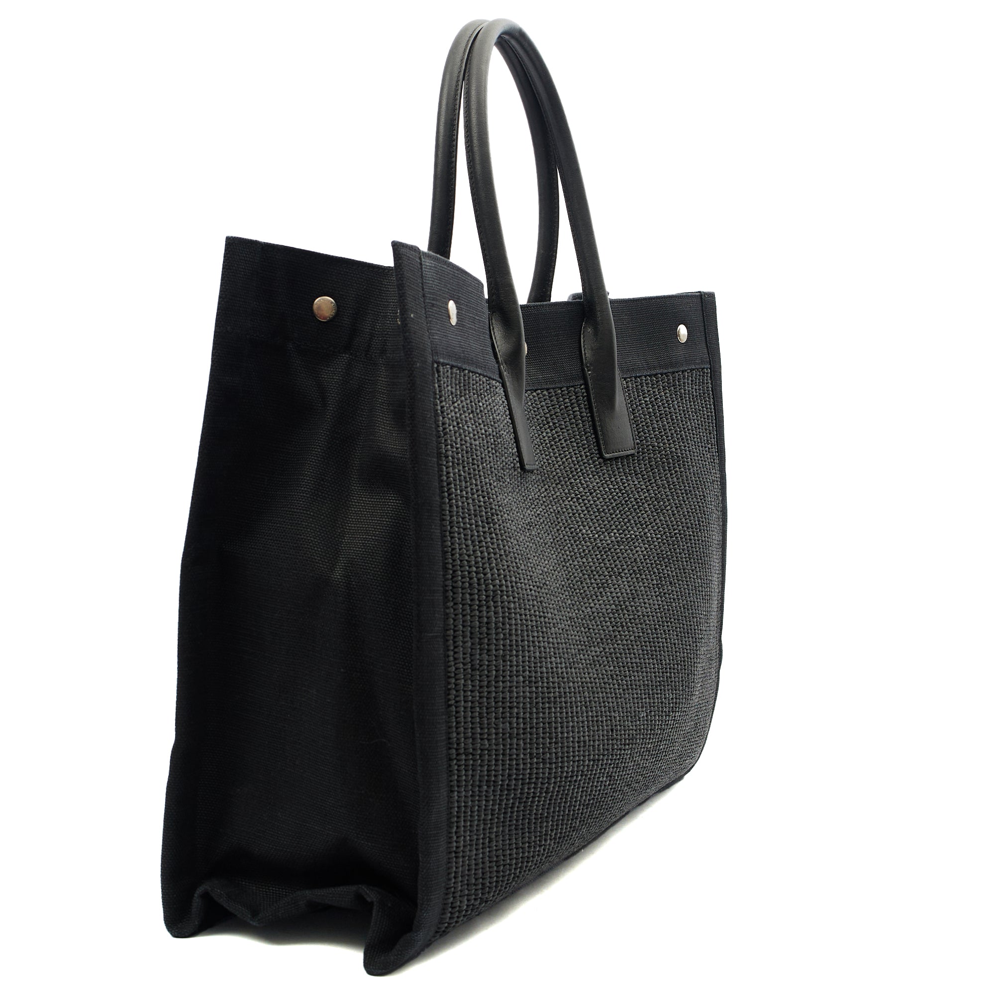 Saint Laurent Tote Rive Gauche Tote in Black, Fabric — Alternate View 8