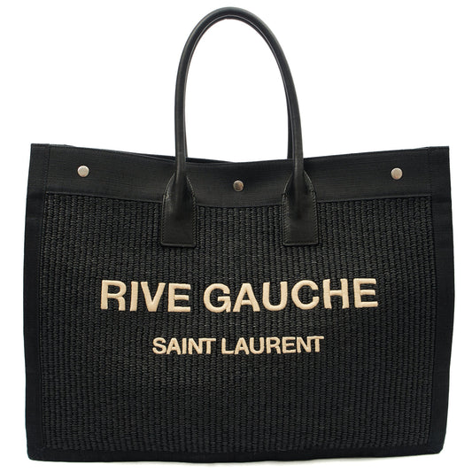 Saint Laurent Tote Rive Gauche Tote in Black, Fabric — Front View