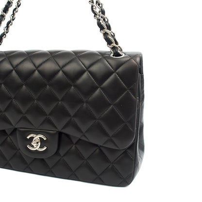 Chanel Shoulder Bag Classic Double Flap - Large in Black, Lambskin Leather — Alternate View 29