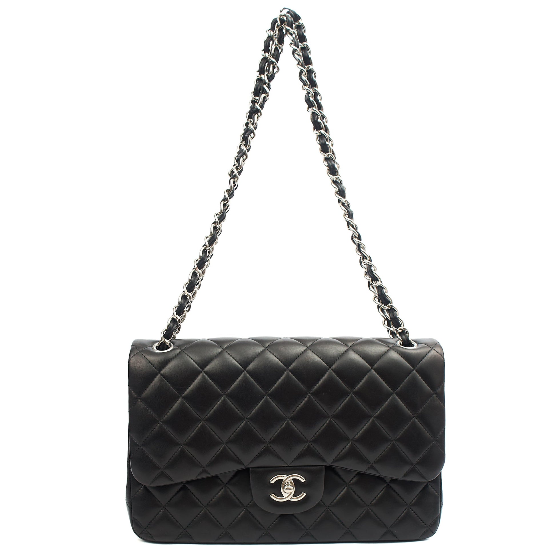 Chanel Shoulder Bag Classic Double Flap - Large in Black, Lambskin Leather — Alternate View 16
