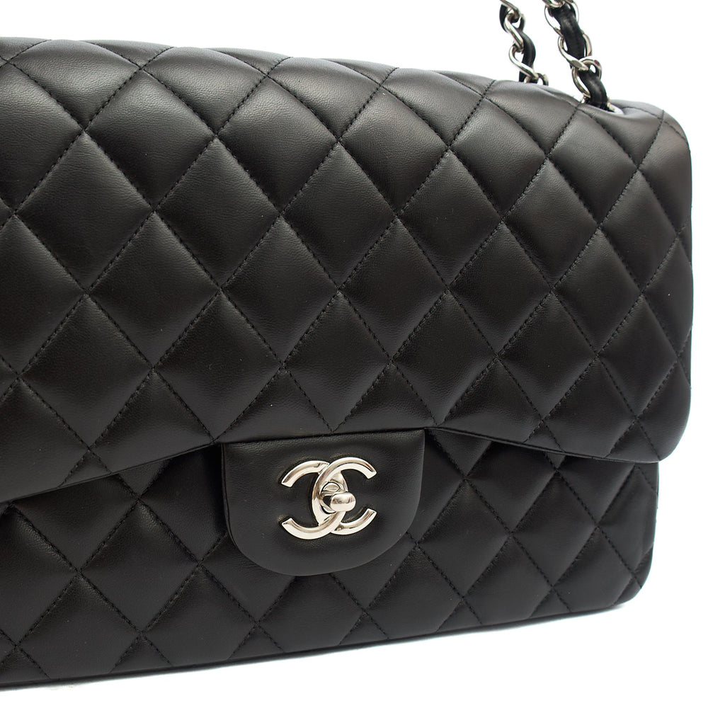 Chanel Shoulder Bag Classic Double Flap - Large in Black, Lambskin Leather — Alternate View 17