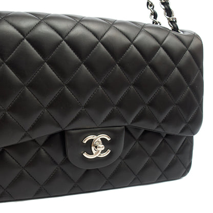 Chanel Shoulder Bag Classic Double Flap - Large in Black, Lambskin Leather — Alternate View 17