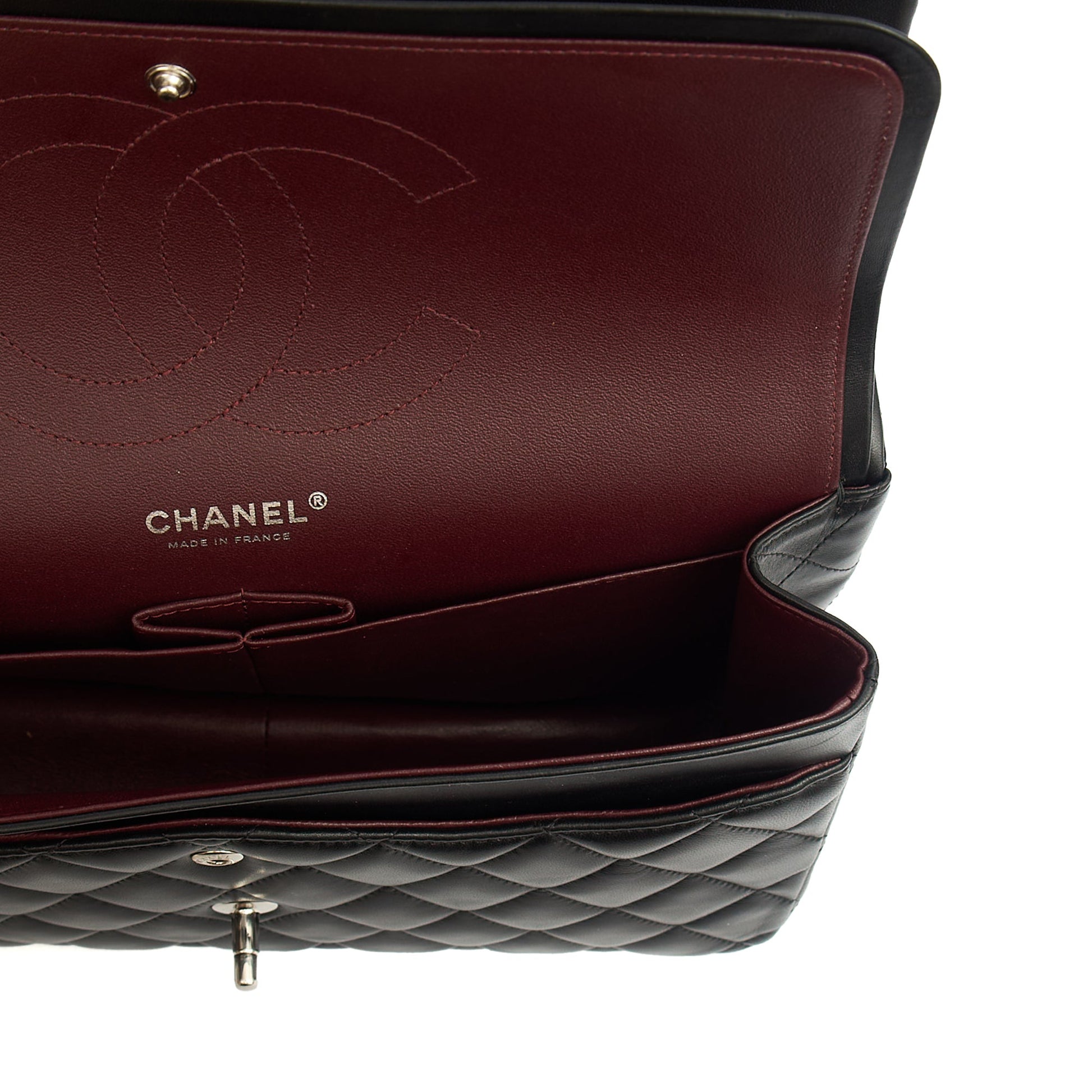 Chanel Shoulder Bag Classic Double Flap - Large in Black, Lambskin Leather — Alternate View 11