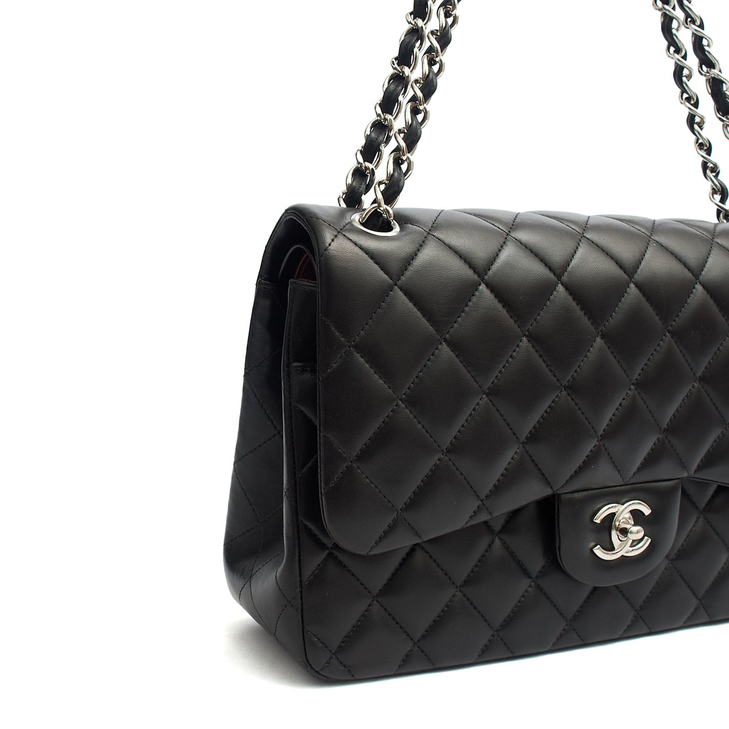 Chanel Shoulder Bag Classic Double Flap - Large in Black, Lambskin Leather — Alternate View 8