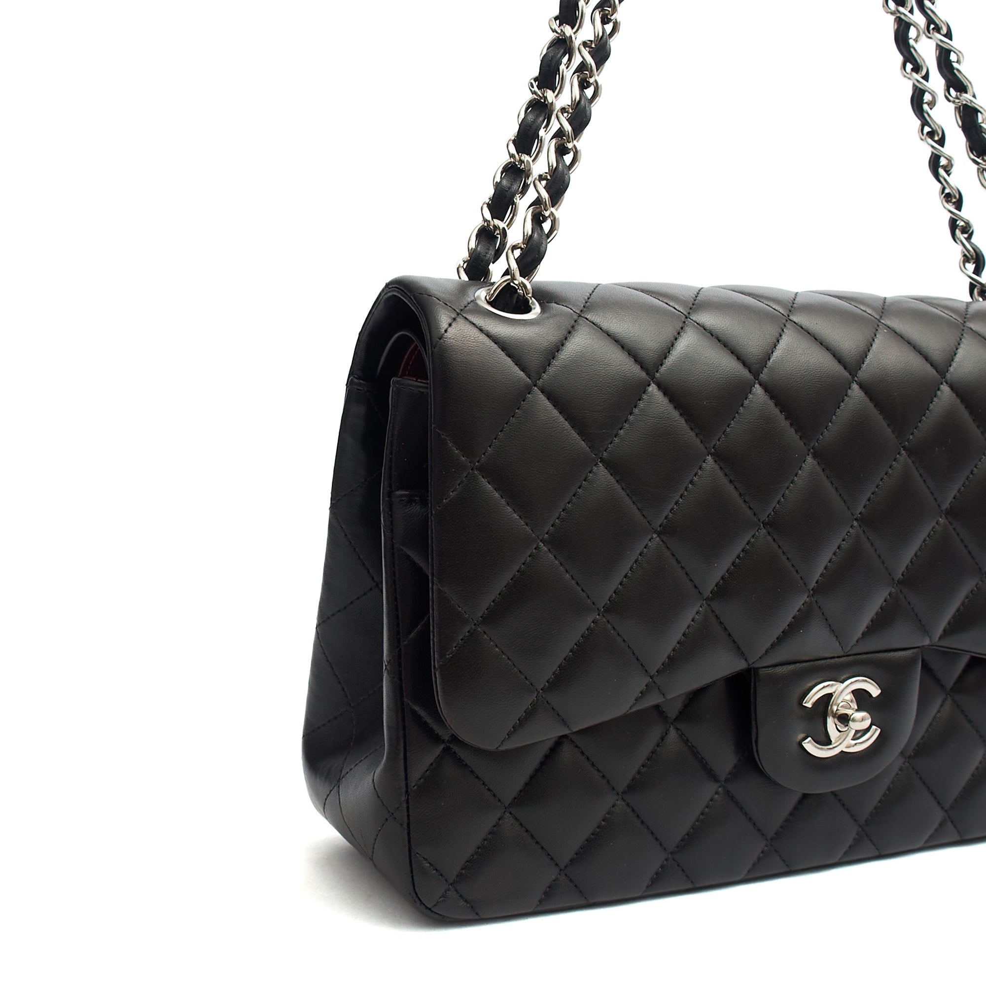 Chanel Shoulder Bag Classic Double Flap - Large in Black, Lambskin Leather — Alternate View 30