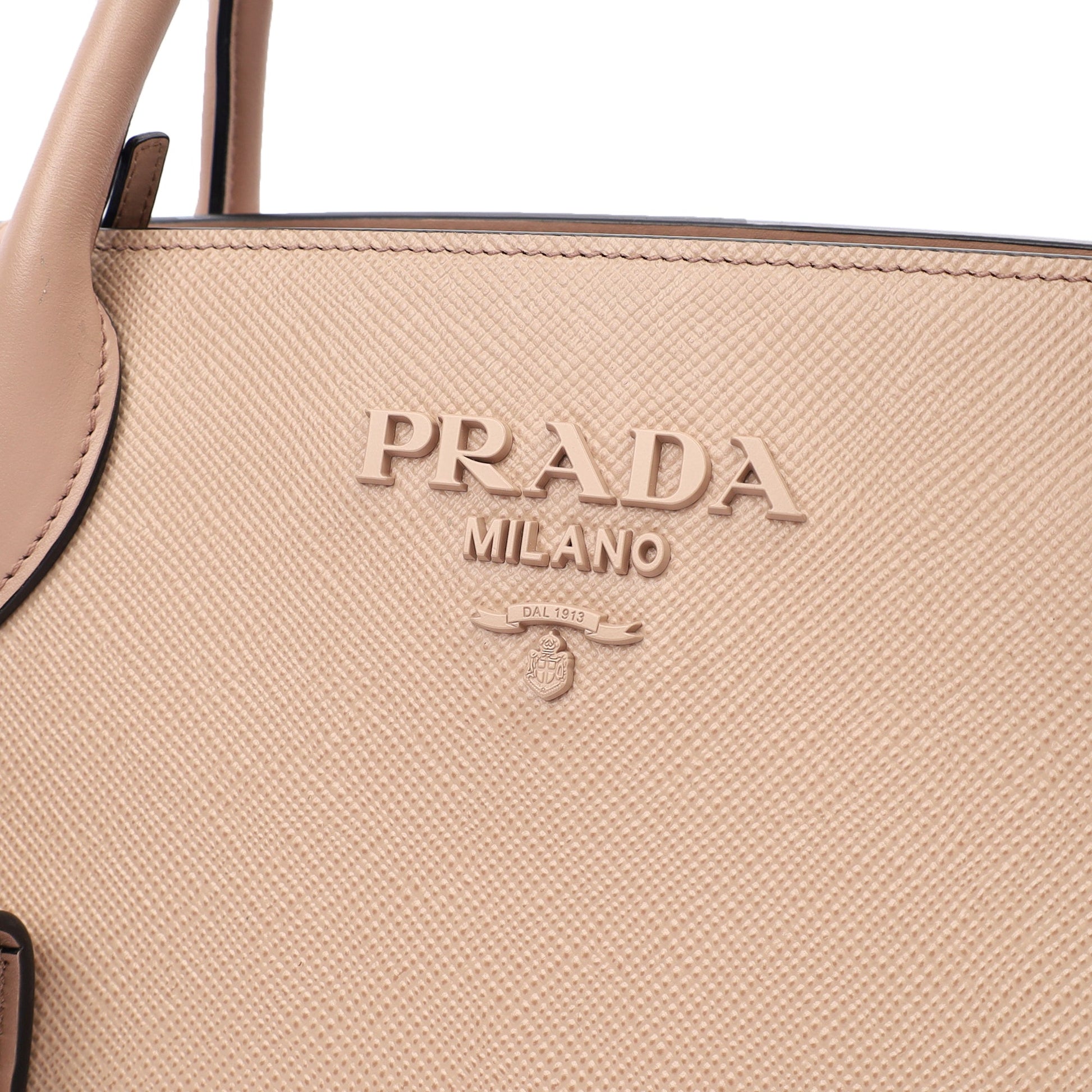 Prada Tote Saffiano Monochrome Bag in Powder Pink, Saffiano Leather — Lifestyle View