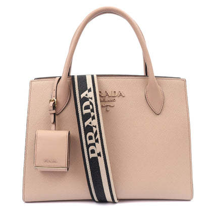 Prada Tote Saffiano Monochrome Bag in Powder Pink, Saffiano Leather — Alternate View 7