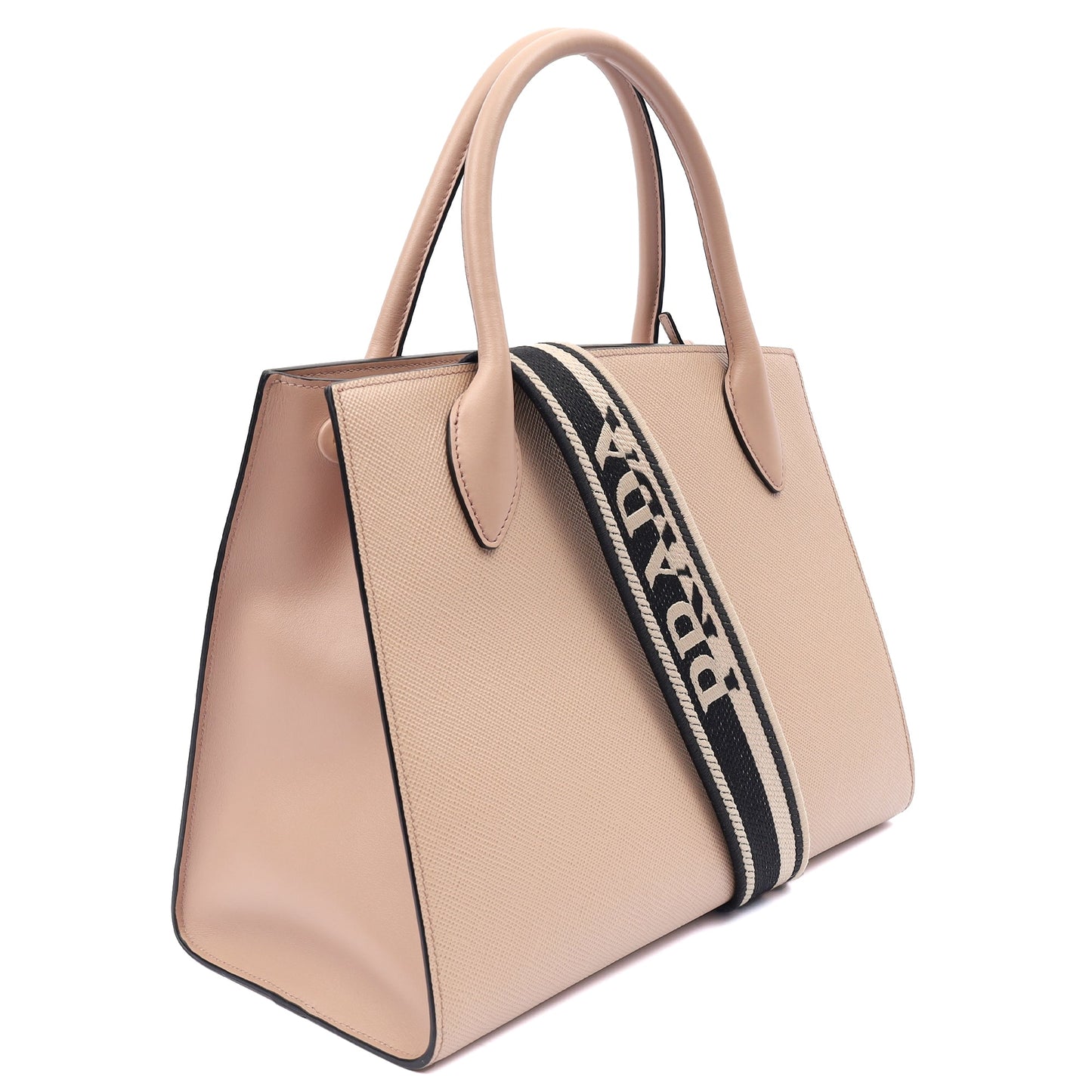 Prada Tote Saffiano Monochrome Bag in Powder Pink, Saffiano Leather — Side View