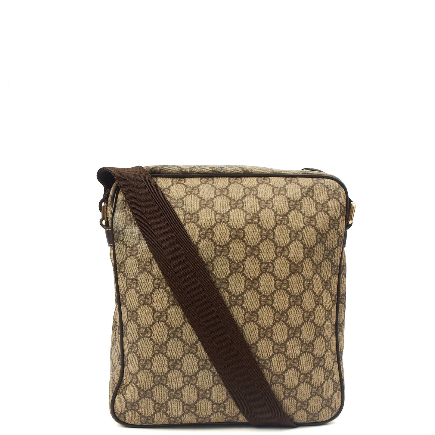 Gucci Cross Body Messenger in GG Supreme, Leather — Back View