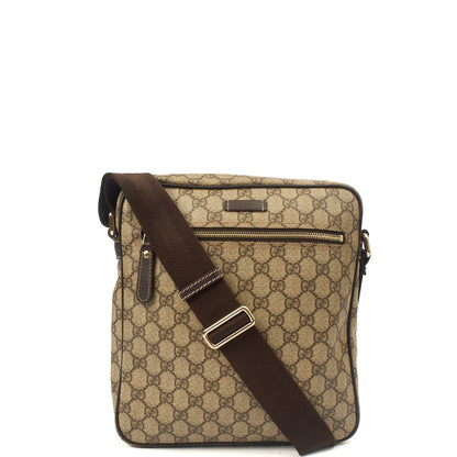 Gucci Cross Body Messenger in GG Supreme, Leather — Front View