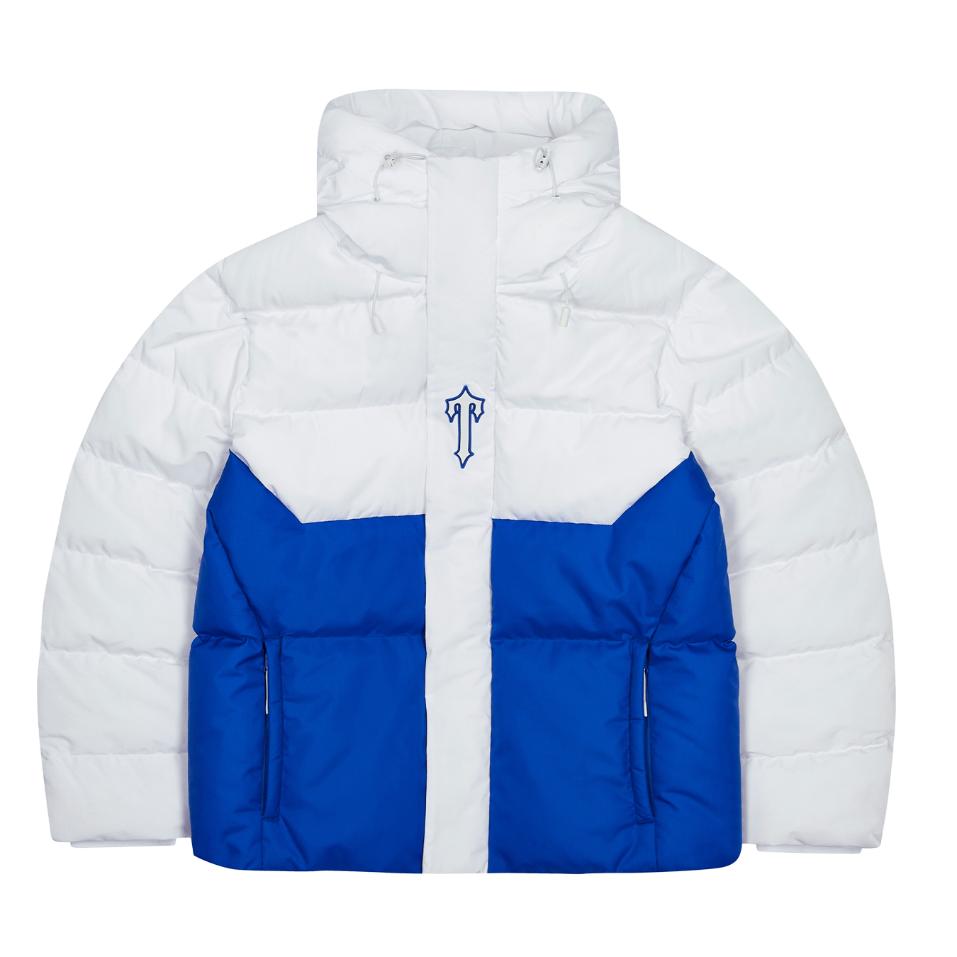 Trapstar Decoded Puffer 25 'White Blue' — XXS — Front View