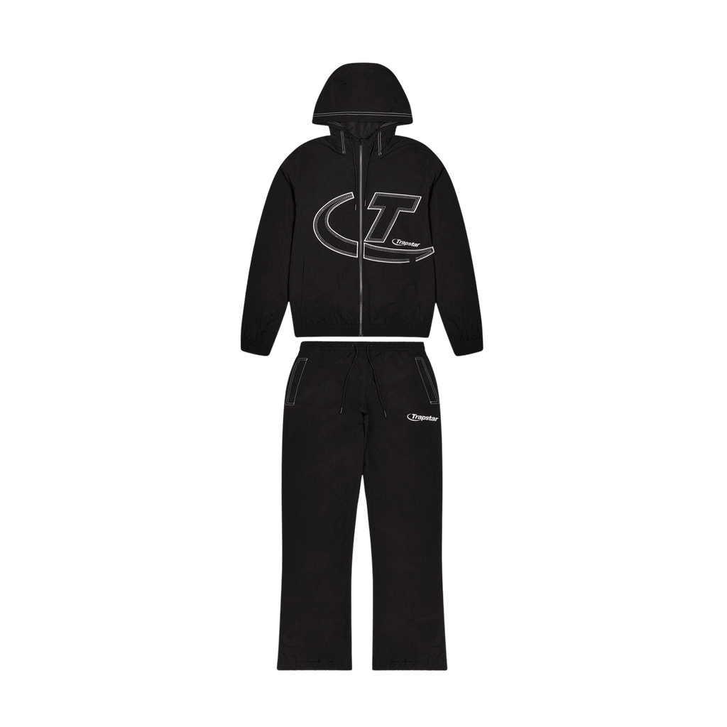 Trapstar Hyperdrive Shell Tracksuit 'Black' — XXS — Front View