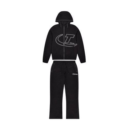 Trapstar Hyperdrive Shell Tracksuit 'Black' — XXS — Front View