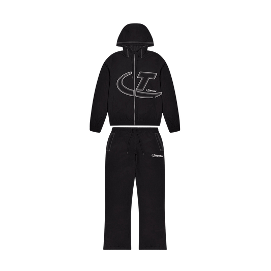 Trapstar Hyperdrive Shell Tracksuit 'Black' — XXS — Front View