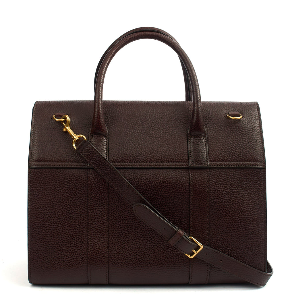 Mulberry Tote Bayswater with Strap in Oxblood, Calfskin Leather — Back View