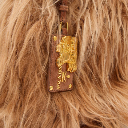Prada Tote Borsa a Mano Vitello Phenix in Brown, Faux Fur — Lifestyle View