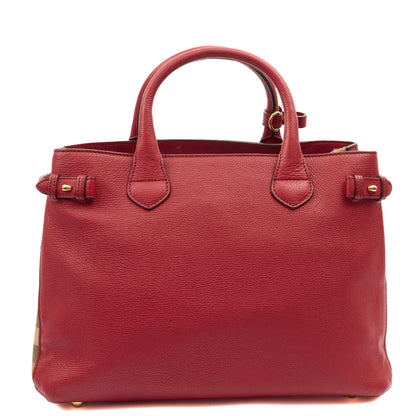 Burberry Tote Banner - Small in Red, Leather — Back View