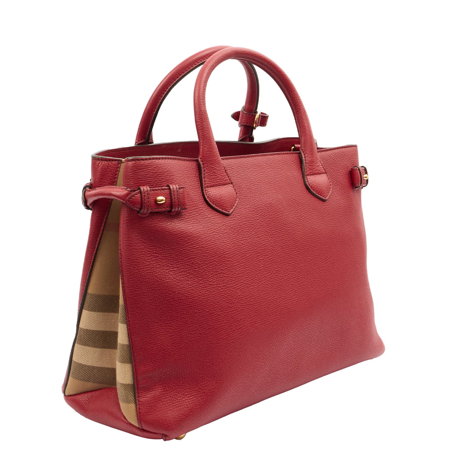 Burberry Tote Banner - Small in Red, Leather — Side View