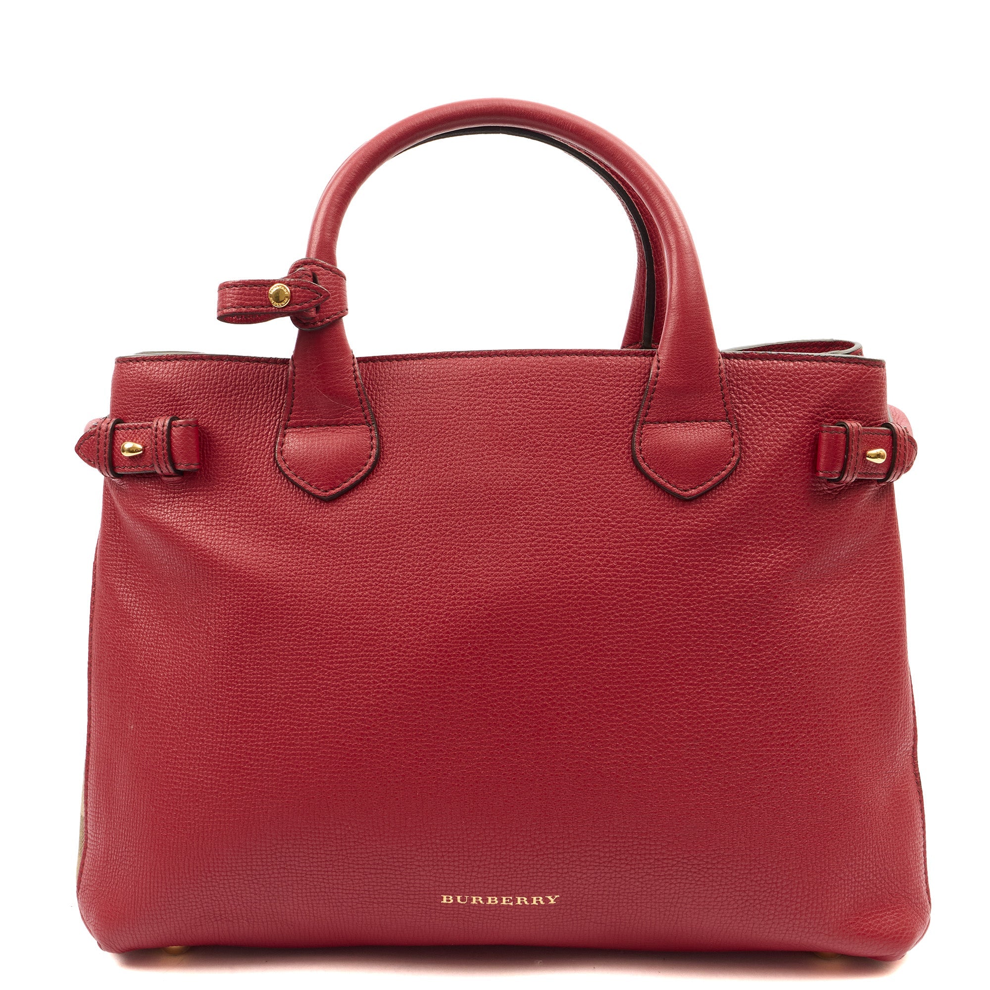 Burberry Tote Banner - Small in Red, Leather — Front View