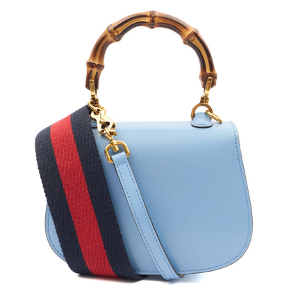 Gucci Top Handle Bamboo Top Handle in Blue, Patent Leather — Back View